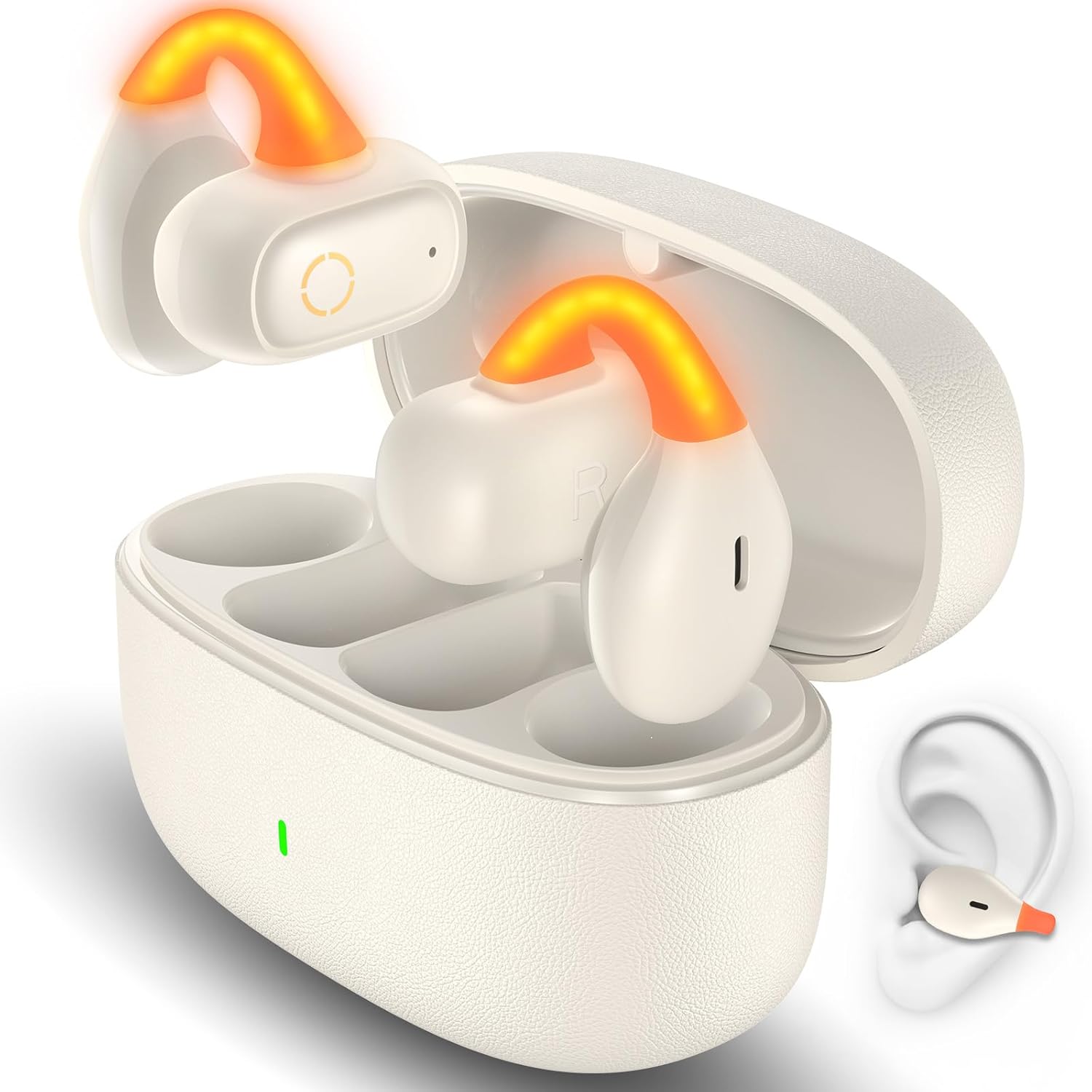 Open Ear Wireless Earbuds Secure Clip Sports Headset Light Bone Conduction Running Headphone Bluetooth Gaming Earphone for iPhone 17 Pro Max 16e 16 15/Samsung A17 A16 S26 S25 S24/Pixle 9 10/Android