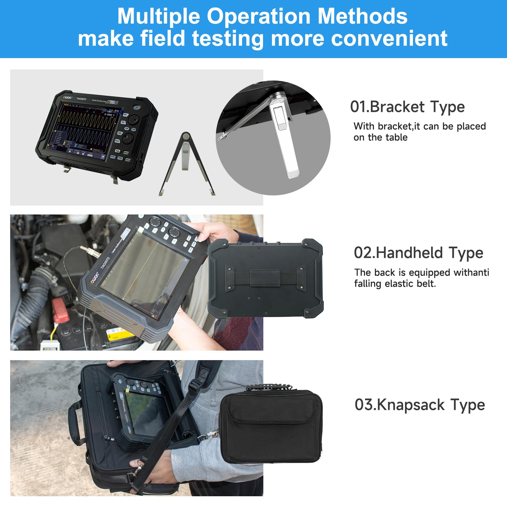 OWON TAO3072 2CH Handheld Digital Oscilloscope With 70MHz Bandwidth And 1GS/s Sample Rate, 40M Recording Length, SCPI And LabVIEW Supported, 4 1/2 - View #14