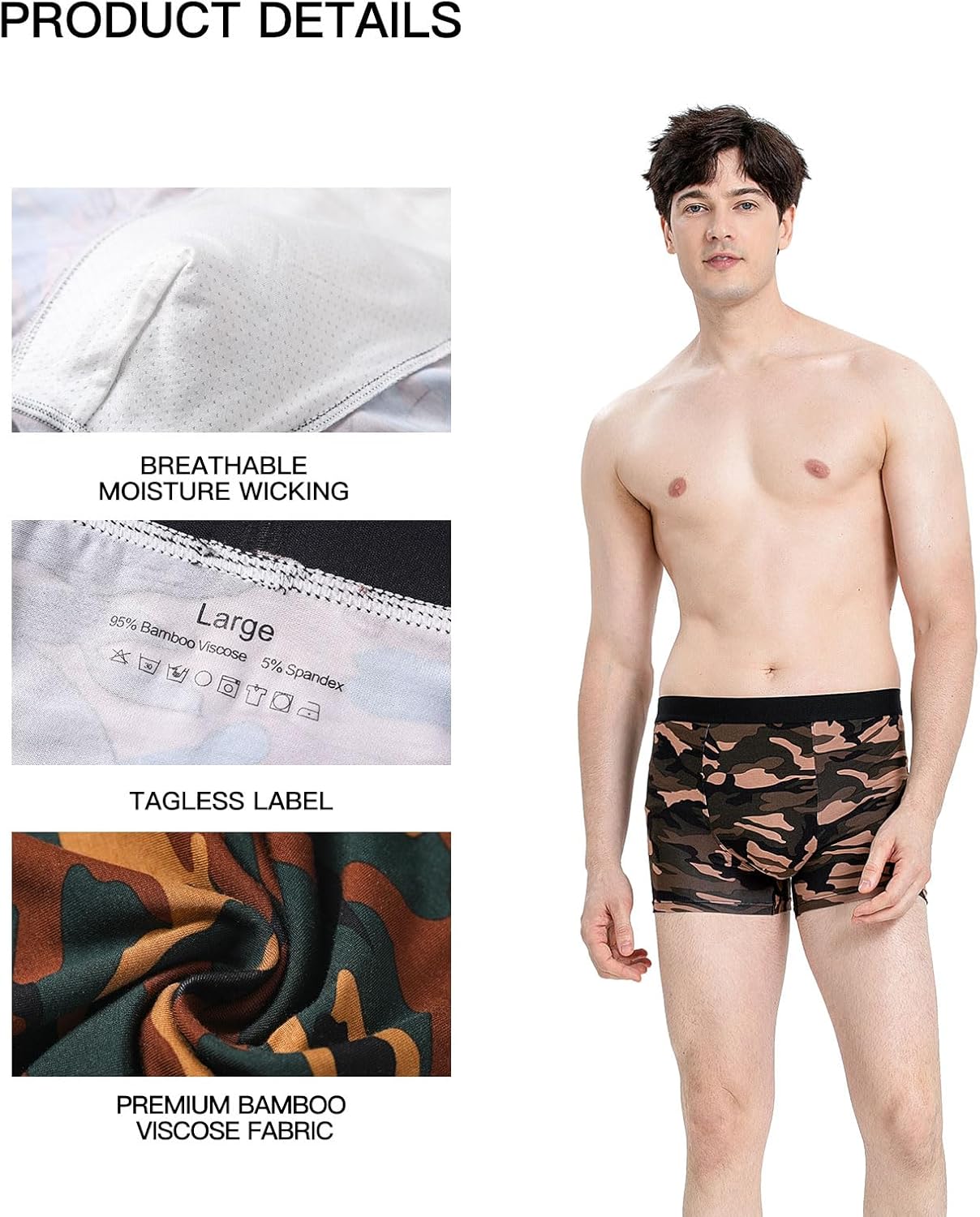 Men's Underwear Boxer Briefs Bamboo Viscose Trunks Soft Comfortable Multipack - Image 5