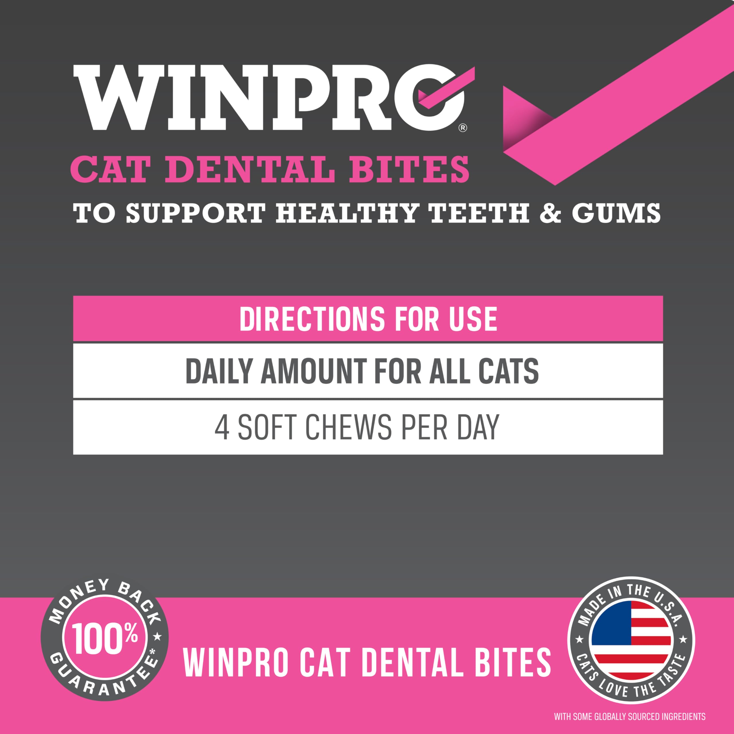 WINPRO Functional Dental Bites for Cats, Plasma-Powered Formula for Supporting Healthy Teeth and Gums, Probiotic Blend, Catnip Flavor, All Cat Breeds, 120 Count - image 4