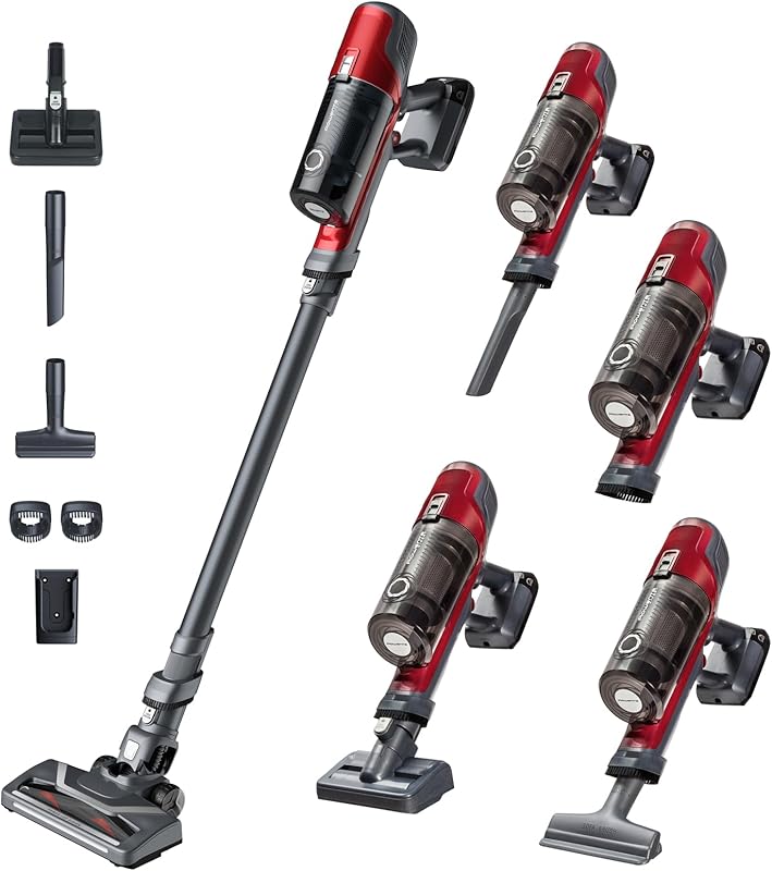 Rowenta X-Pert 6.60 Aspirateur Balai sans fil, Idéal pour les Poils D'animaux, Léger, Puissance 100W, Autonomie 45min, 2 Vitesses RH6878WO, Rouge