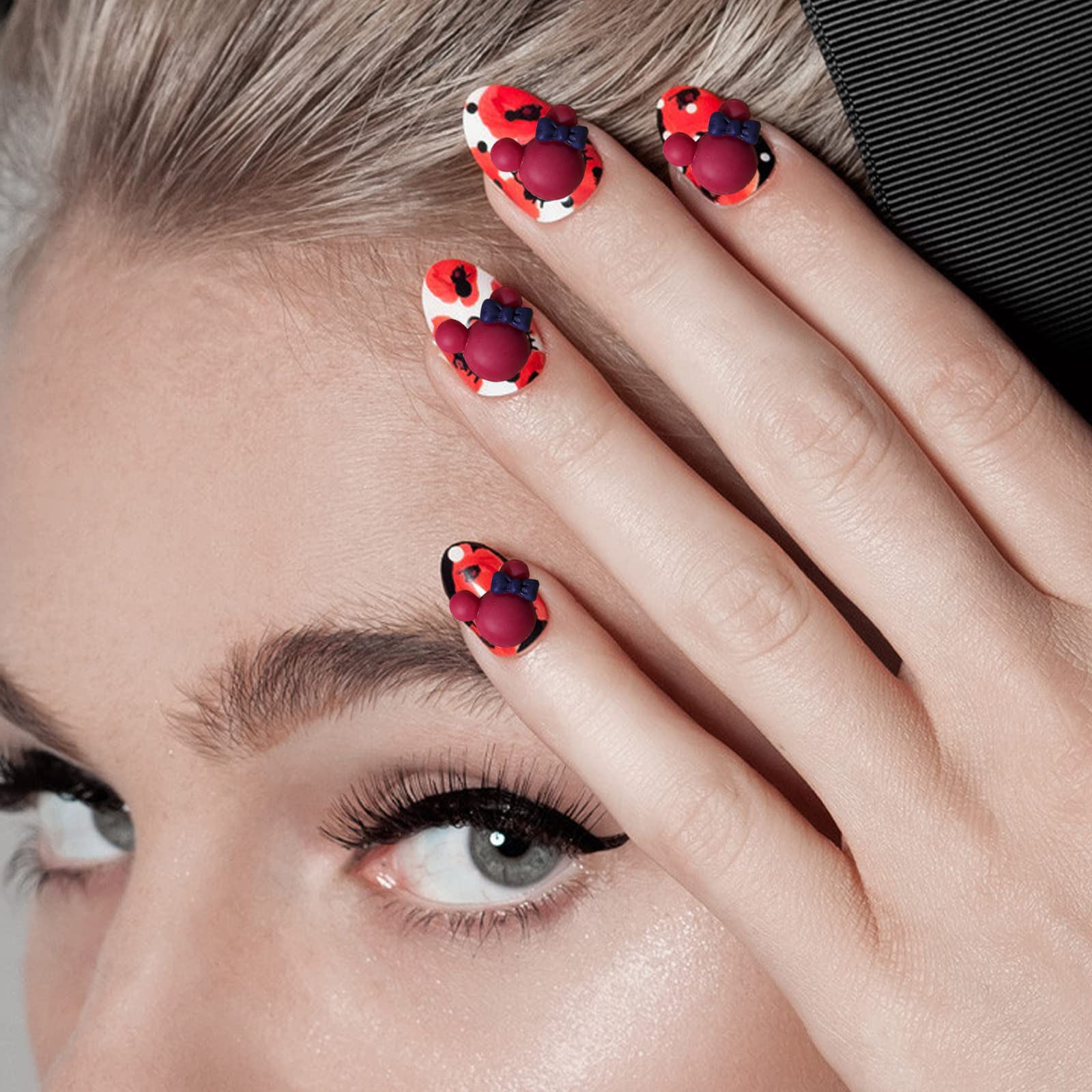 Amazon.co.jp: ネイルデコパーツ 100個入 ミッキー 3D 立体 パール 半  