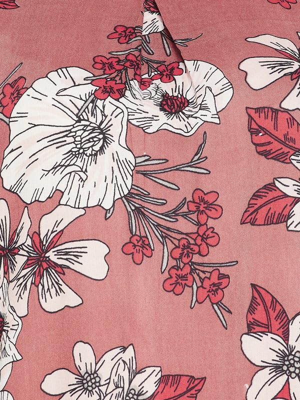 Image of Clovia Women's Rayon Printed Long Night Dress - Pink