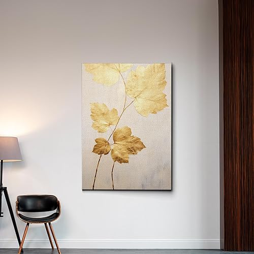 Miniatura 3 de Original Ginkgo biloba Print On Canvas, Modern Textured Gold Wall Art, Abstract Gold Leaves Print, Living room Wall Decor, Canvas, Decor