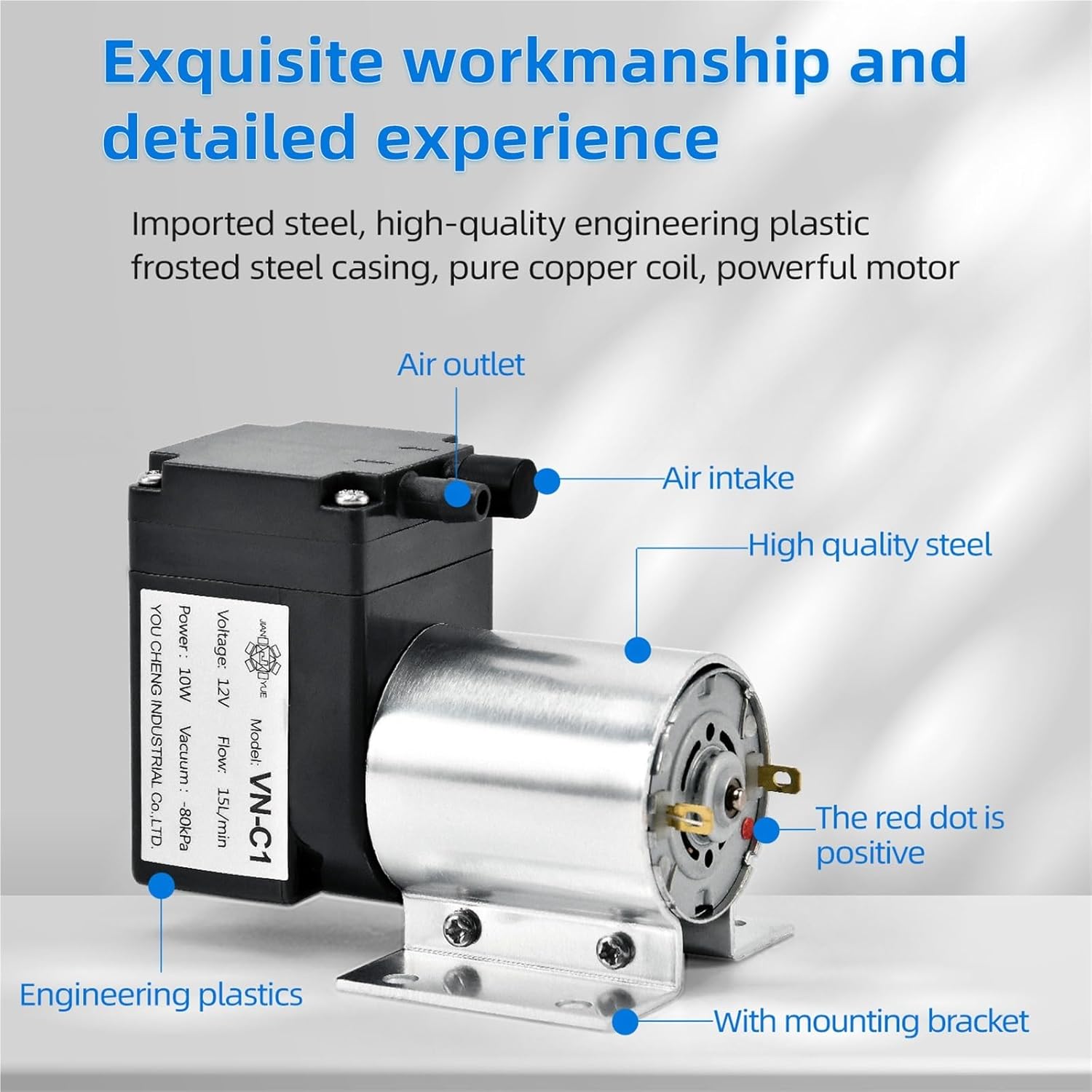 12V/24V DC Diaphragm Vacuum Pump Electric Negative Pressure Suction Vacuum Pump(24V,VN-C4)