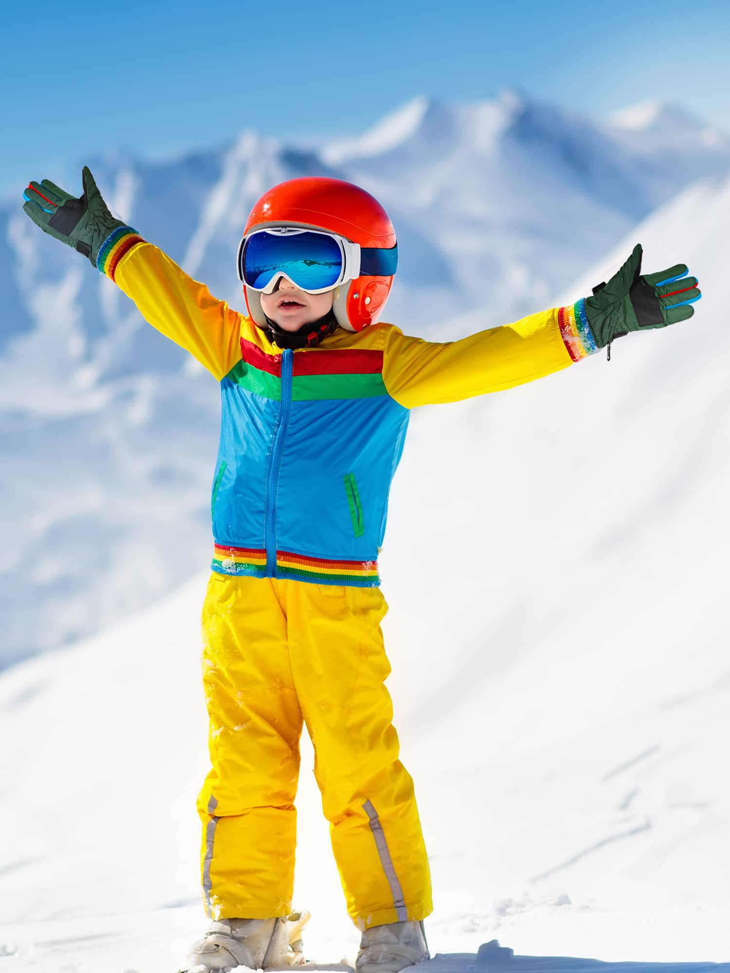 Bencailor 6 Paia di Guanti Invernali Impermeabili Antivento per Bambini (6-10 anni, Rosso, Verde, Blu, Viola, Nero, Rosa)