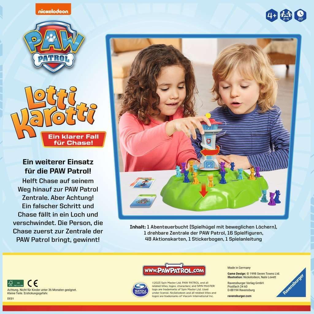 Ravensburger 22372 Paw Patrol Lotti Karotti, Classic Game with The Series Heroes from Paw Patrol, for 2 to 4 Children from 4 Years - Birthday Gifts