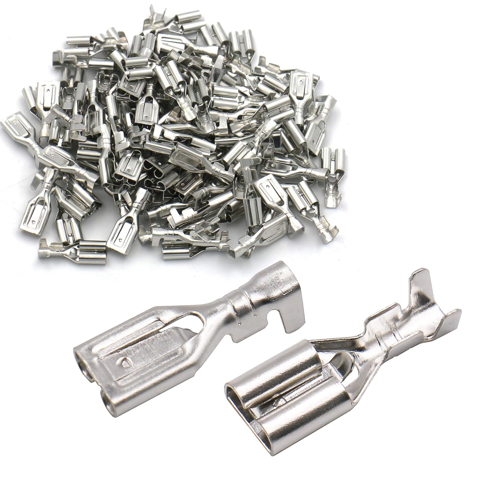 Baomain Female Spade Quick Splice Crimp Terminals 6.3mm Crimp Connector Non Insulated Pack of 200