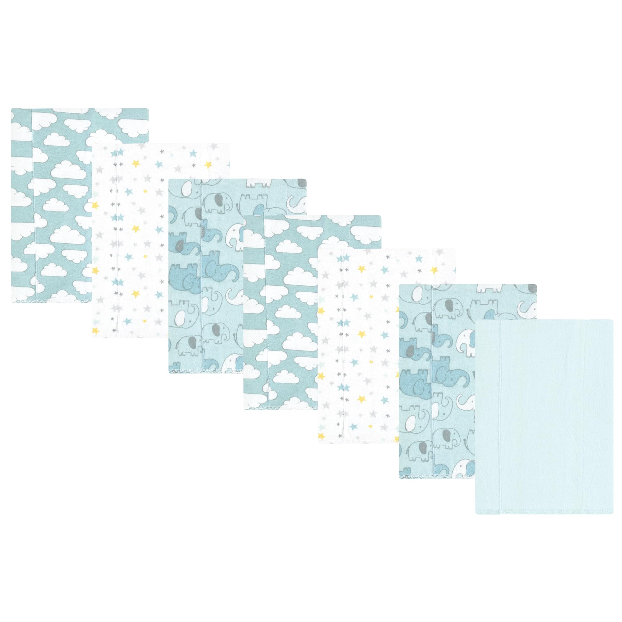 Luvable Friends Hudson Baby Flannel Burp Cloths 7pk, Blue Elephant Journey