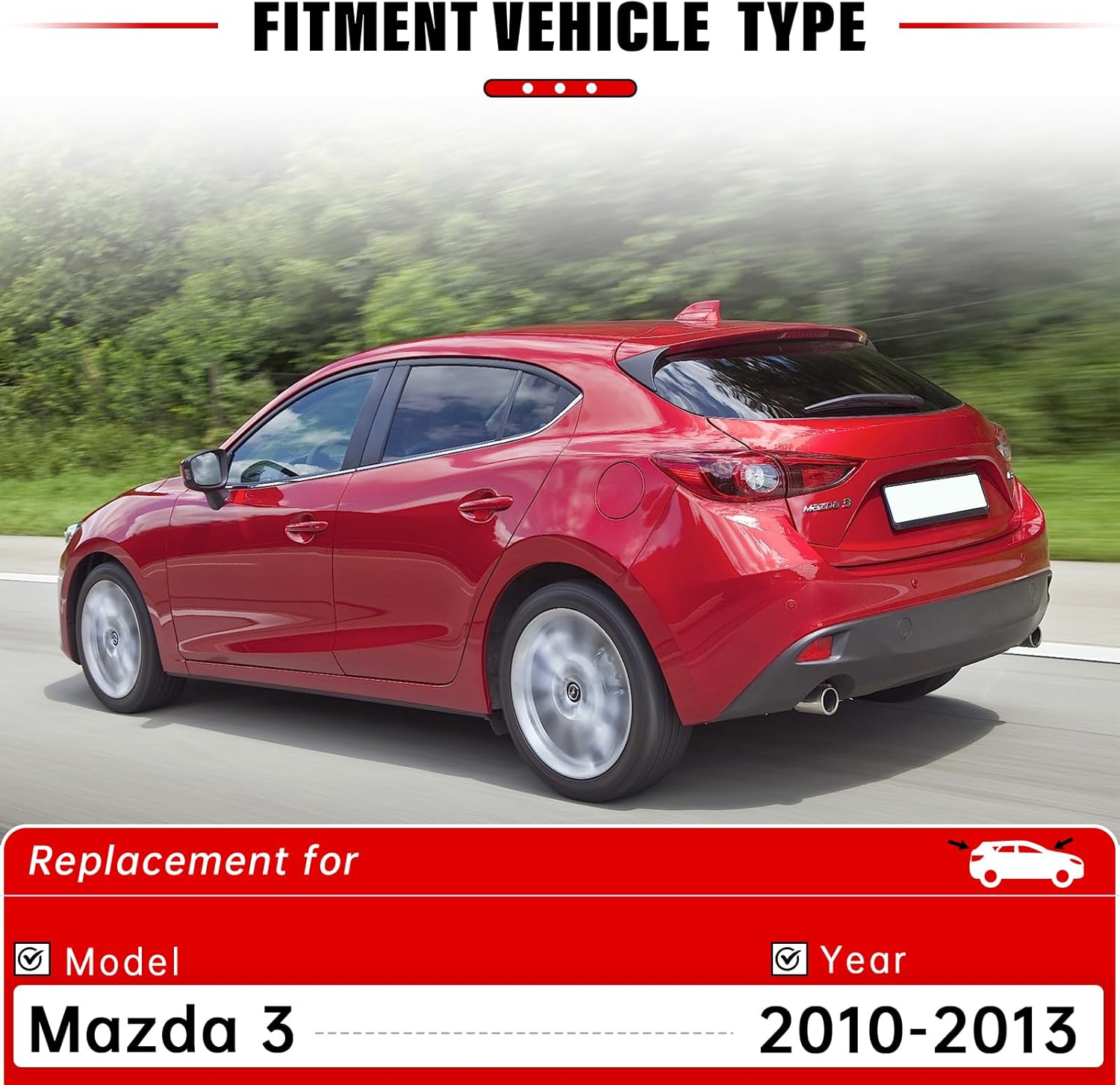 Windshield Wiper Blades Replacement for Mazda 3 2010 2011 2012 2013 Original Factory Quality Front Rear Wipers Blade Set for My Car - 24" 19" 14" (Pack of 3) 24"/19"/14"