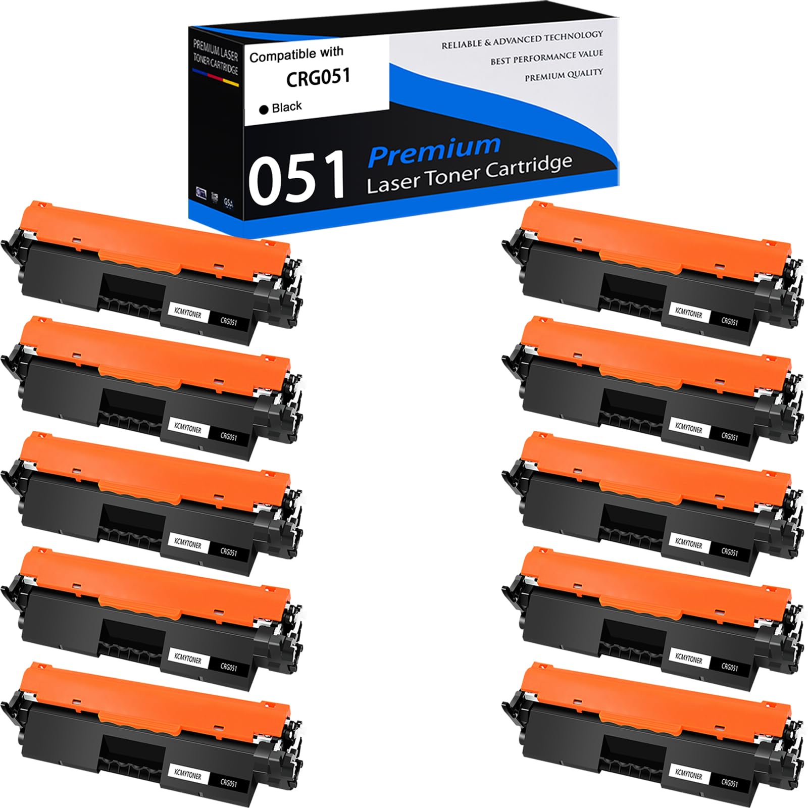 KCMYTONER 10 Pack Compatible for Canon CRG051 051 Toner Cartridge Black Replacement for ImageCLASS LBP160 LBP161dn LBP162dw MF264dw MF267dw MF269dw