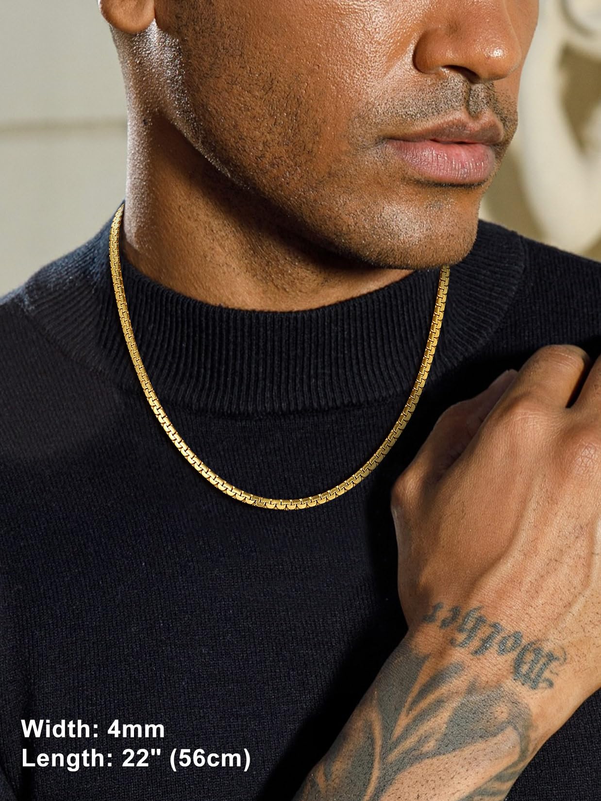 Suplight Catena a maglia cubana per uomo e donna, in acciaio inossidabile/nero/placcato oro 18 carati, collana a catena ro, larghezza 4 mm/6 mm/9 mm, gioielli hip hop 45,7 - 76,2 cm