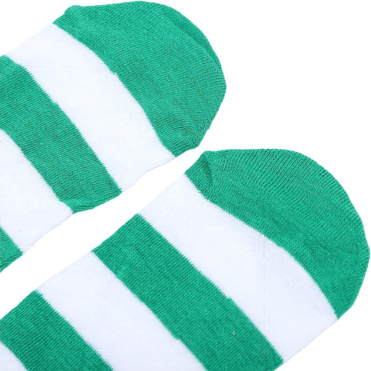 Karlak Striped Knee Length Stockings Comfortable Breathable Socks for Sports Events Unisex Green and White 6 Pairs