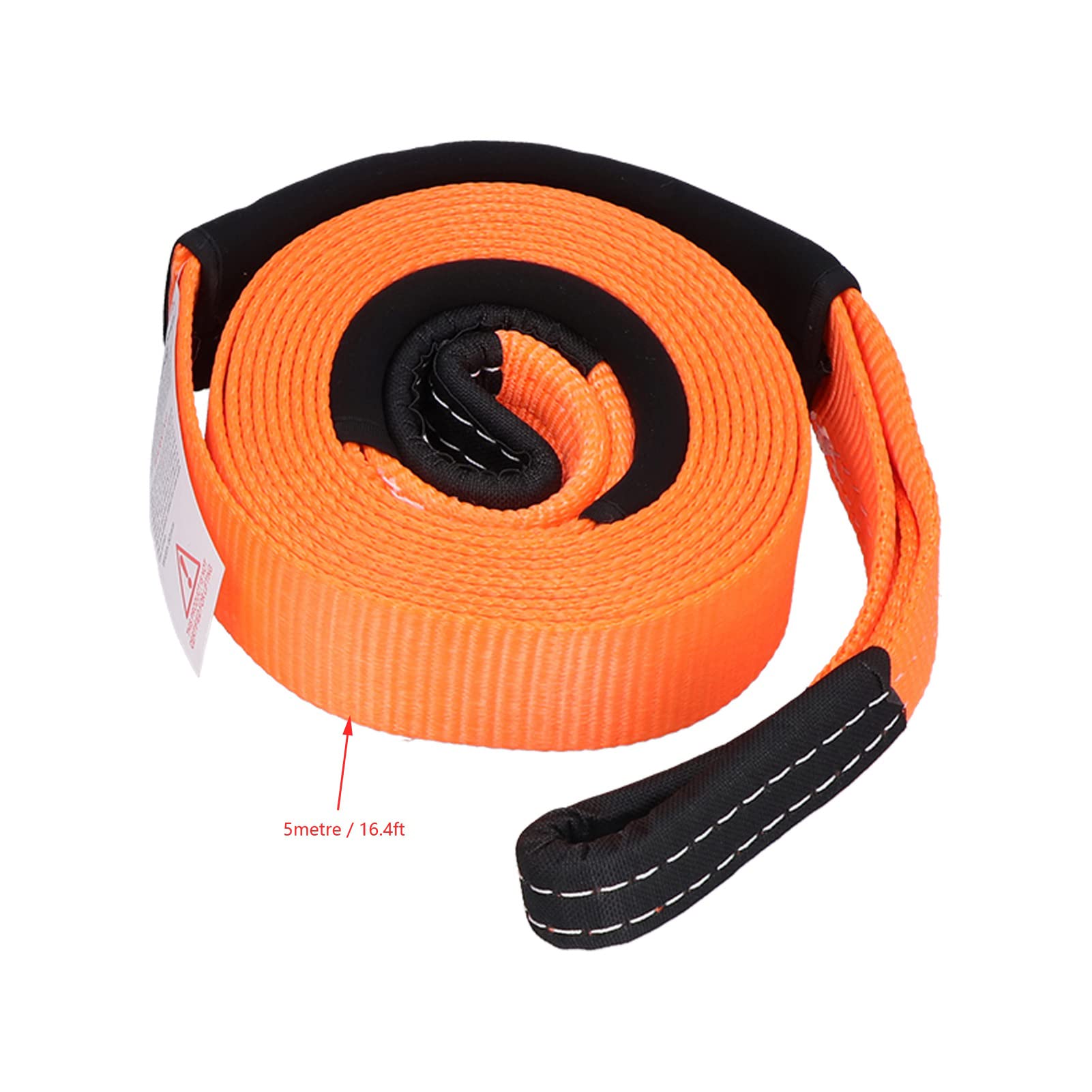 Cuerda de Remolque Offroad, Correa de tracción de poliéster de recuperación, Correa de Remolque de recuperación, 5 Metros 5 toneladas, para SUV, ATV, Kit de Correa de (Orange)