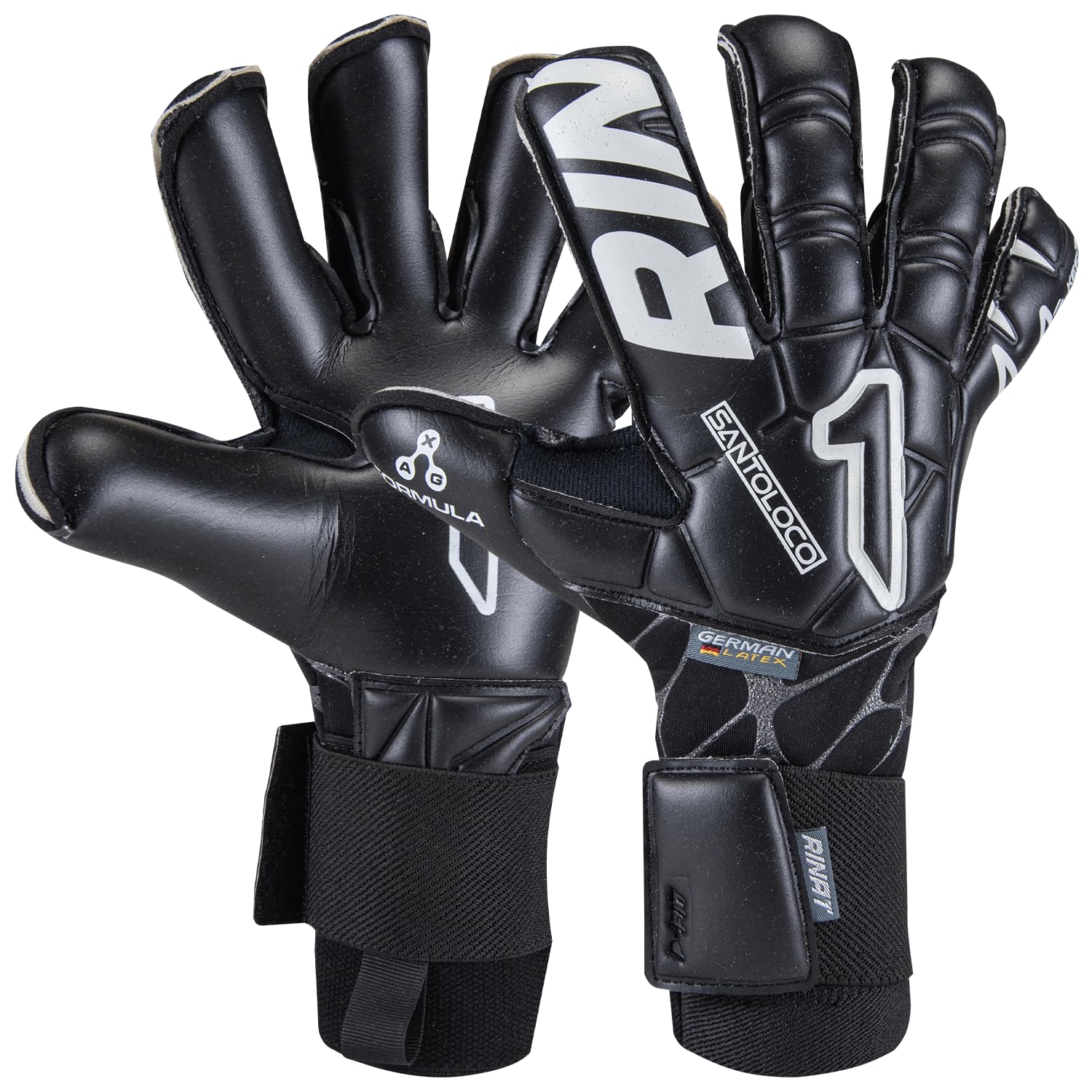 Rinat SantoLoco PRO Gloves: AXG Latex Grip, Ergoroll Cut, Cushioned Backhand, Adjustable Closure All-Weather Elite Performance.