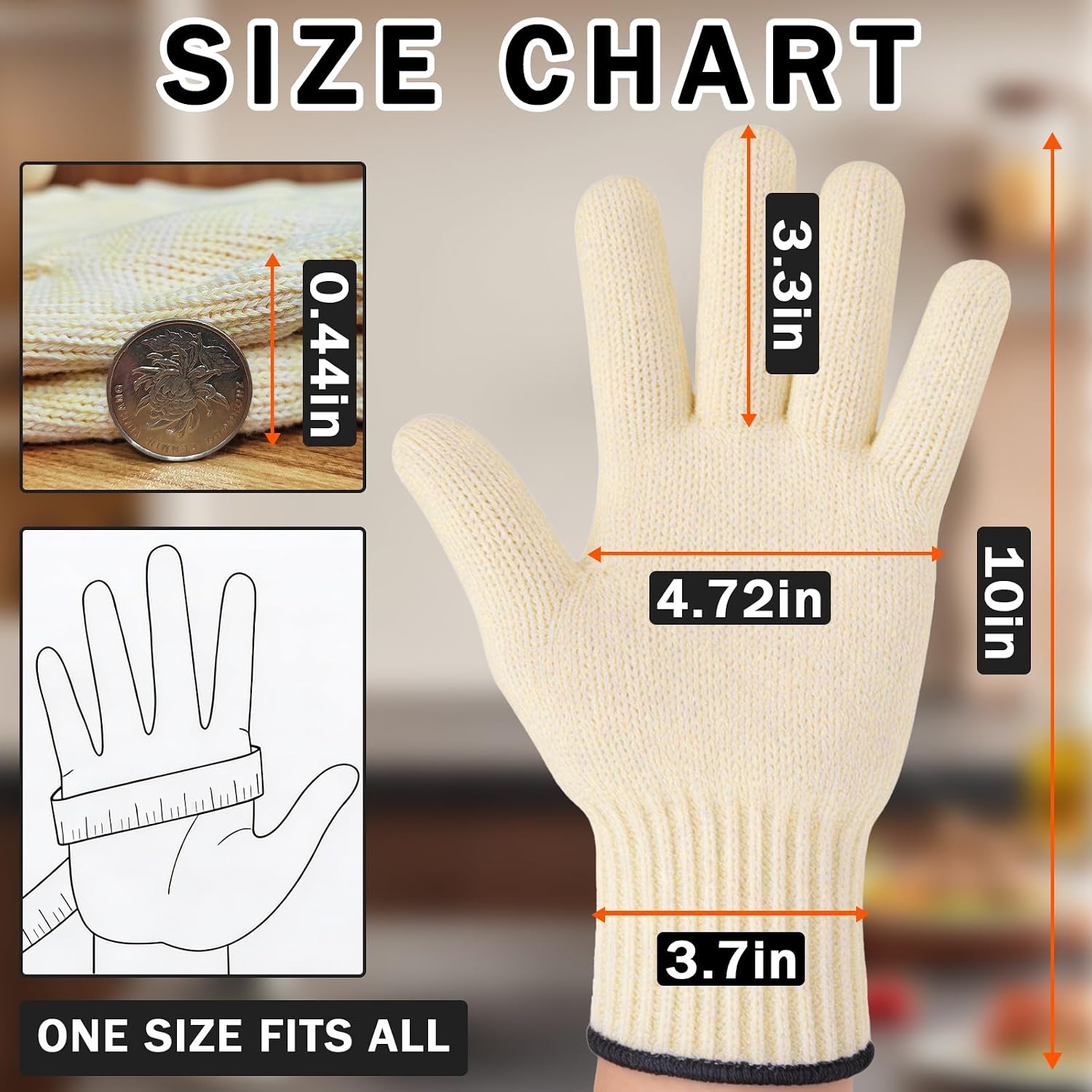 Double Layer Aramid Oven Gloves for Cooking, Baking & Grilling - 932°F Heat Resistant Flame Retardant Oven Mitts Gloves with Fingers for Home Chefs and Professionals