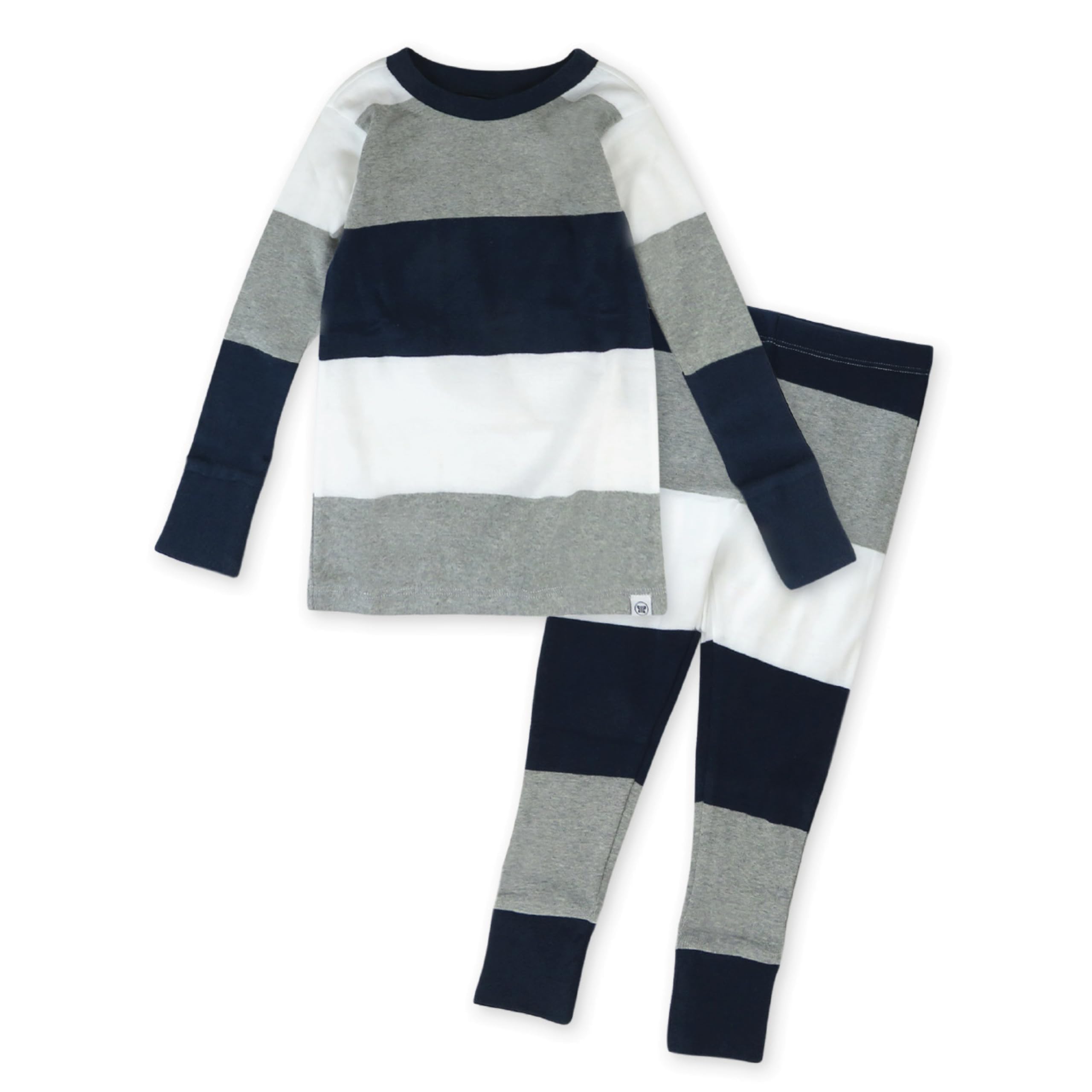 HonestBaby 2-Piece Pajamas Sleepwear PJs 100% Organic Cotton for Baby, Toddler, Kids, Boy, Navy Stripe, 3T