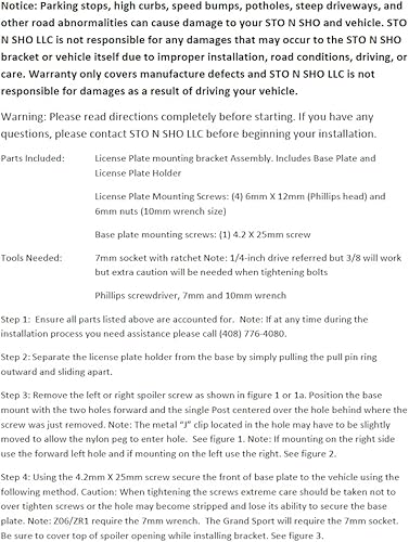 Miniatura 5 de STO N SHO Soporte de placa frontal compatible con Chevrolet Corvette Z06, ZR1, Grand Sport 2005-2013 C6 (SNS28a)