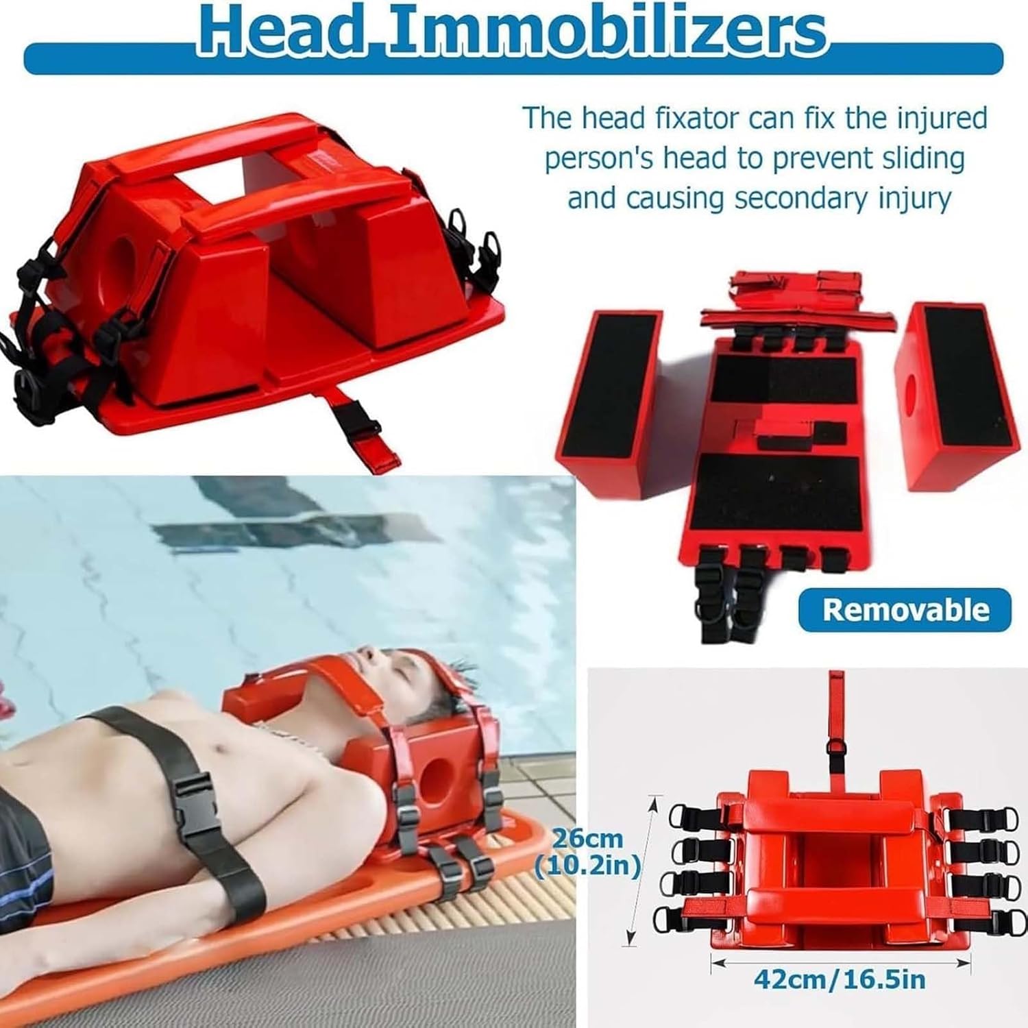 Foldable Stretcher Kit for Emerncy, 350 Lbs Capaci, Includes Head Imlizer & Buoyancy System, Perfect for Water & Patient Transport