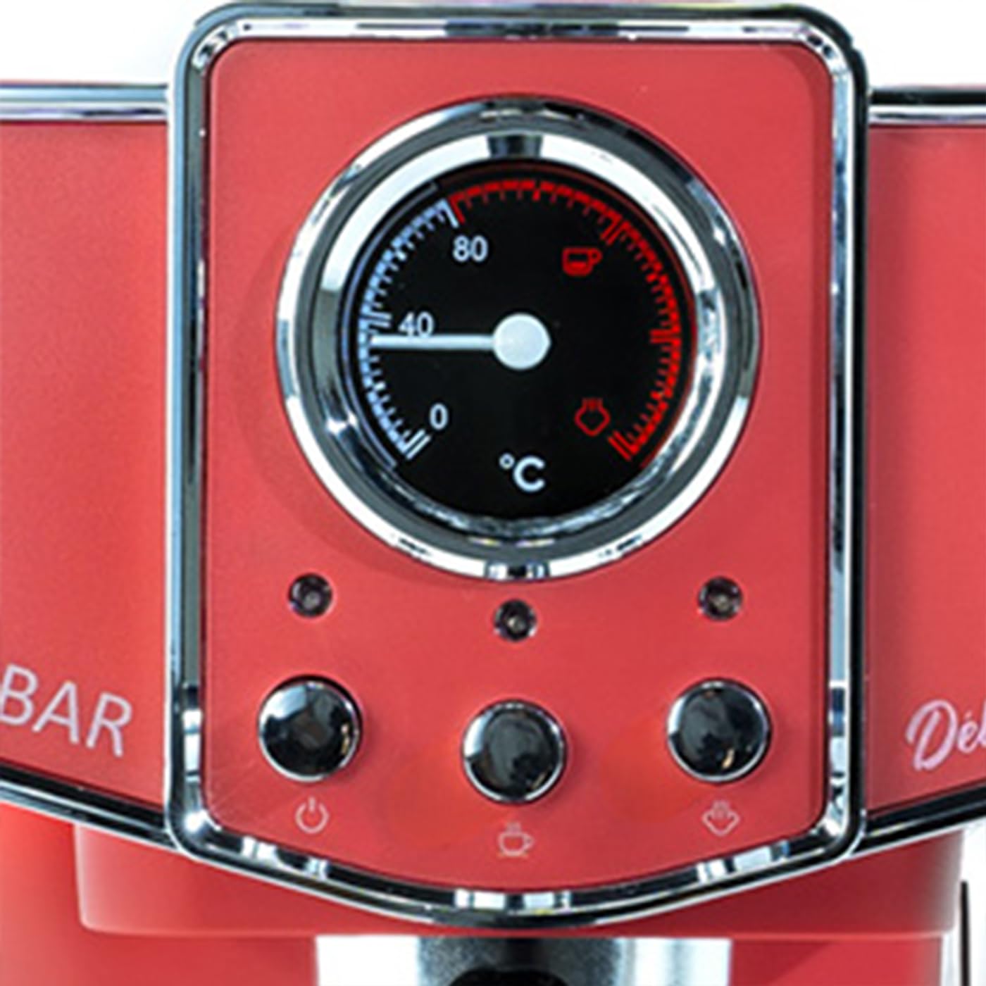 ECODE® Cafetera Express con 20 Bares de Presión y 1050 W, Vaporizador, Deposito de 1.5L, Calientatazas, Termometro, Brazo Doble Salida, Dosificador con Prensador, Mono/Doble dosis - Delice Rosso