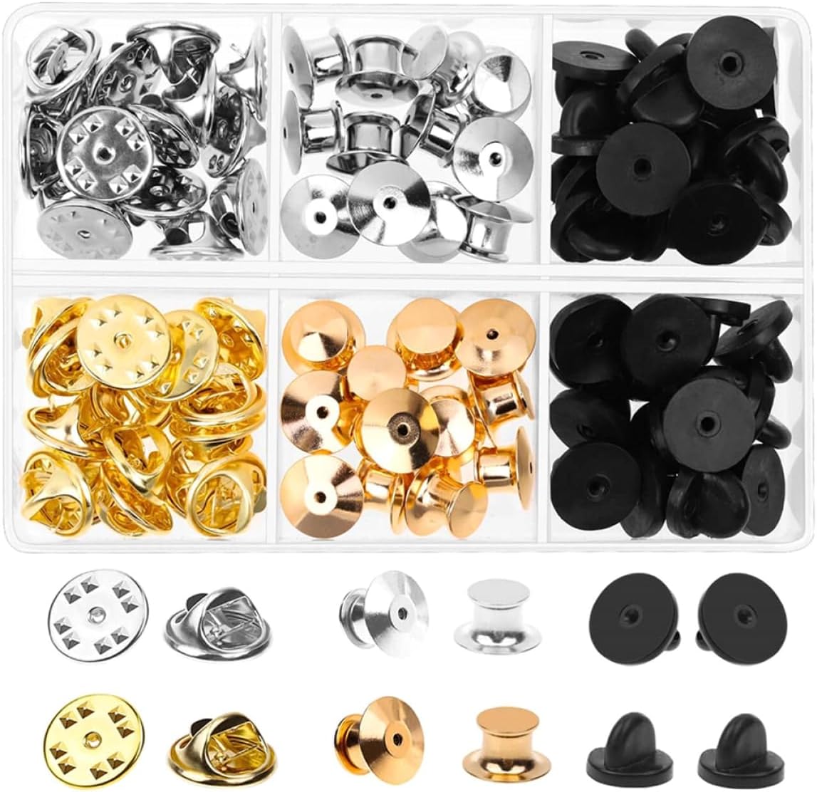 84pcs Decorative Pin Back Clasp Metal Pin Keepers for Craft Making Replaceable Butterfly Clutch Backing for Brooches Name Tags and Lapel