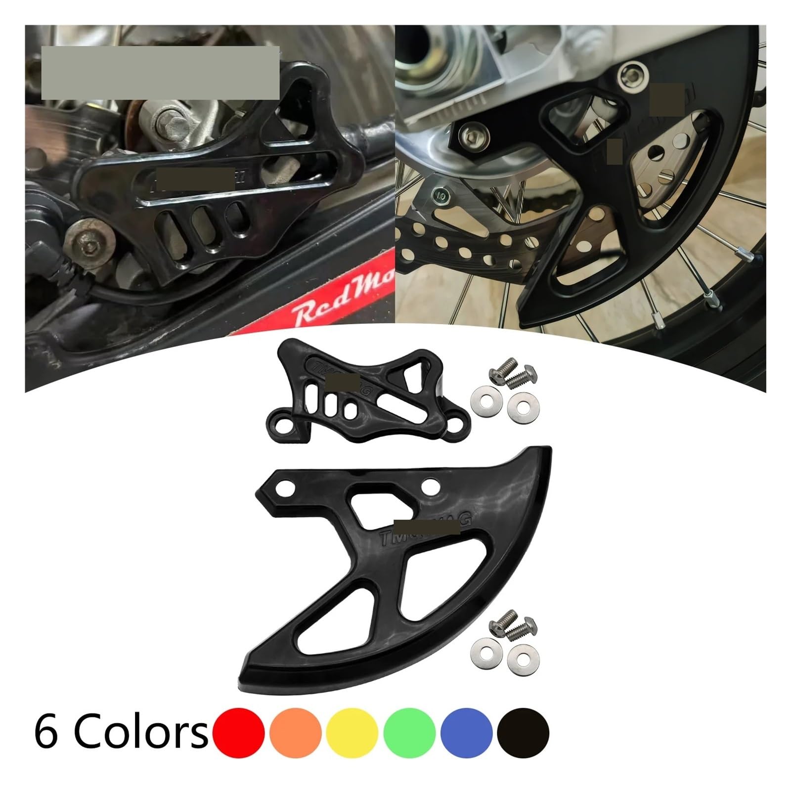 Universal Rear Brake Caliper & Disc Guard For Honda CR/CRF Motocross Bikes (2002-2022) - Red Plastic