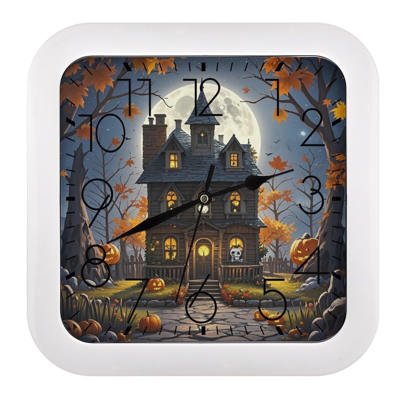 LZQPOEAS Moon Castle Wall Clock Fashionable Versatile Silent Wall Clock Simple Elegant Non Ticking Analog Clocks Easy to Install Square Modern Clocks for Home Decoration