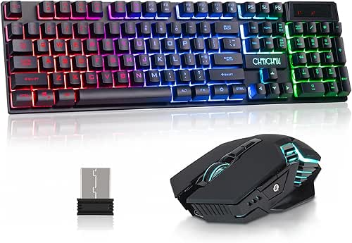 CHONCHOW USB Wireless Gaming Keyboard and Mouse Combo, LED Backlit