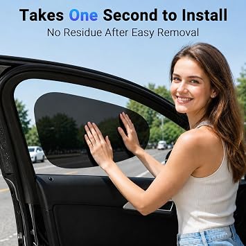 Car Window Shade Static Cling, Roll Windows Down for Driver, 2 Pack
