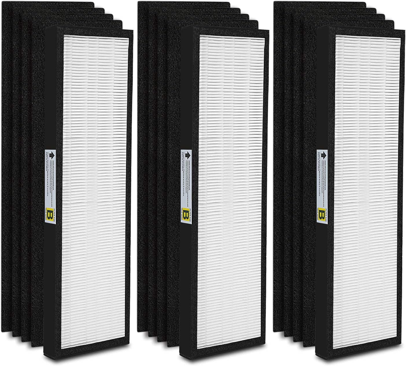 3-Pack FLT4825 True HEPA Air Purifier Filter B Replacement Compatible for GermGuardian Models AC4825 AC4850PT AC4900CA PureGuardian AP2200CA Plus 8 Carcon Filter