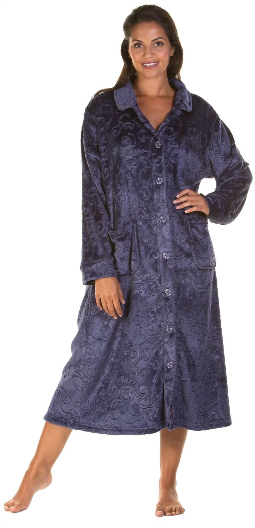 Lady Olga Embossed Button Gown 4074 Navy 22-24