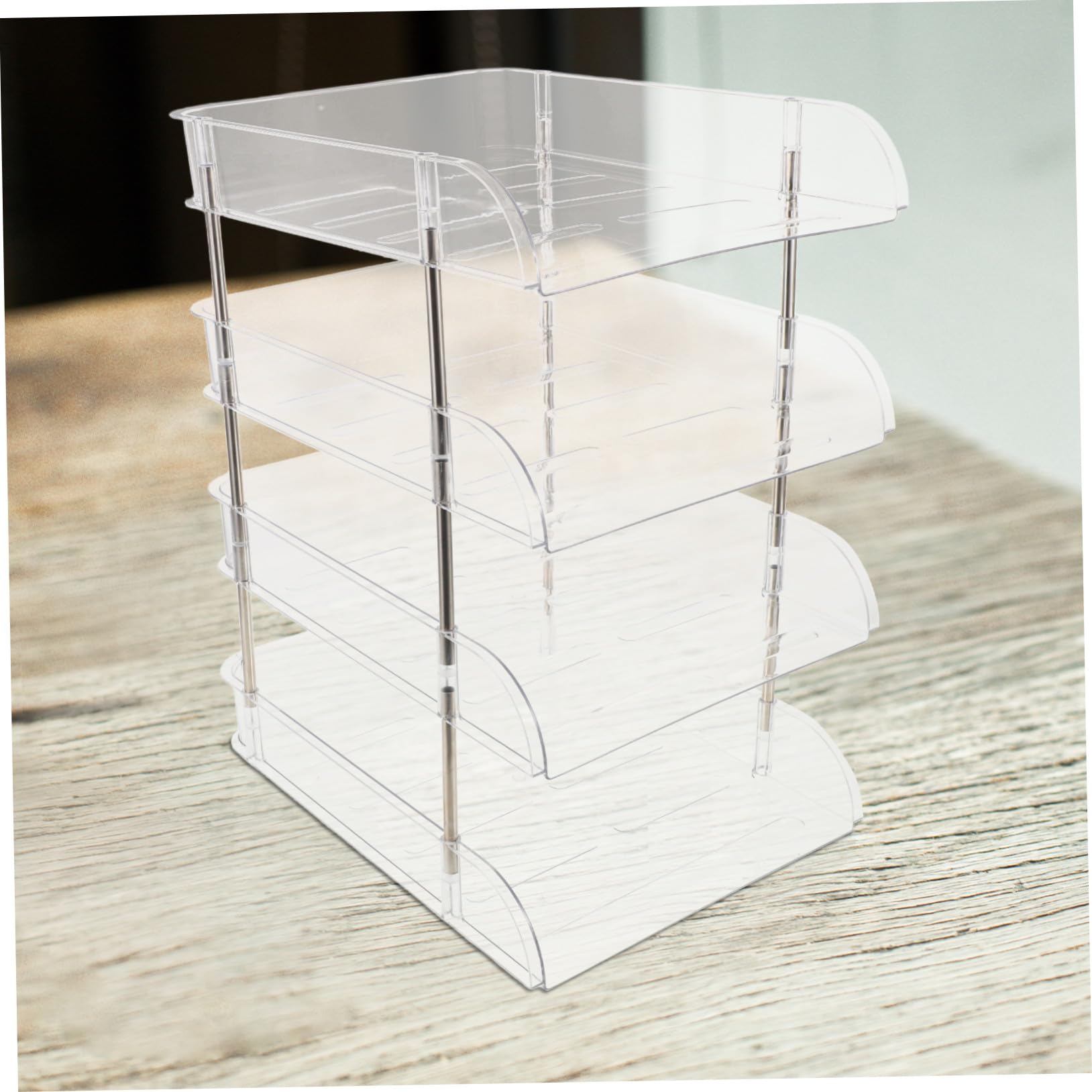 Organizzatore di Documenti da Scrivania 4 Livelli in Plastica | Ragazzo Ragazza e Studenti, Festa Scuola Decor, Desktop Organizer per Studio e Casa