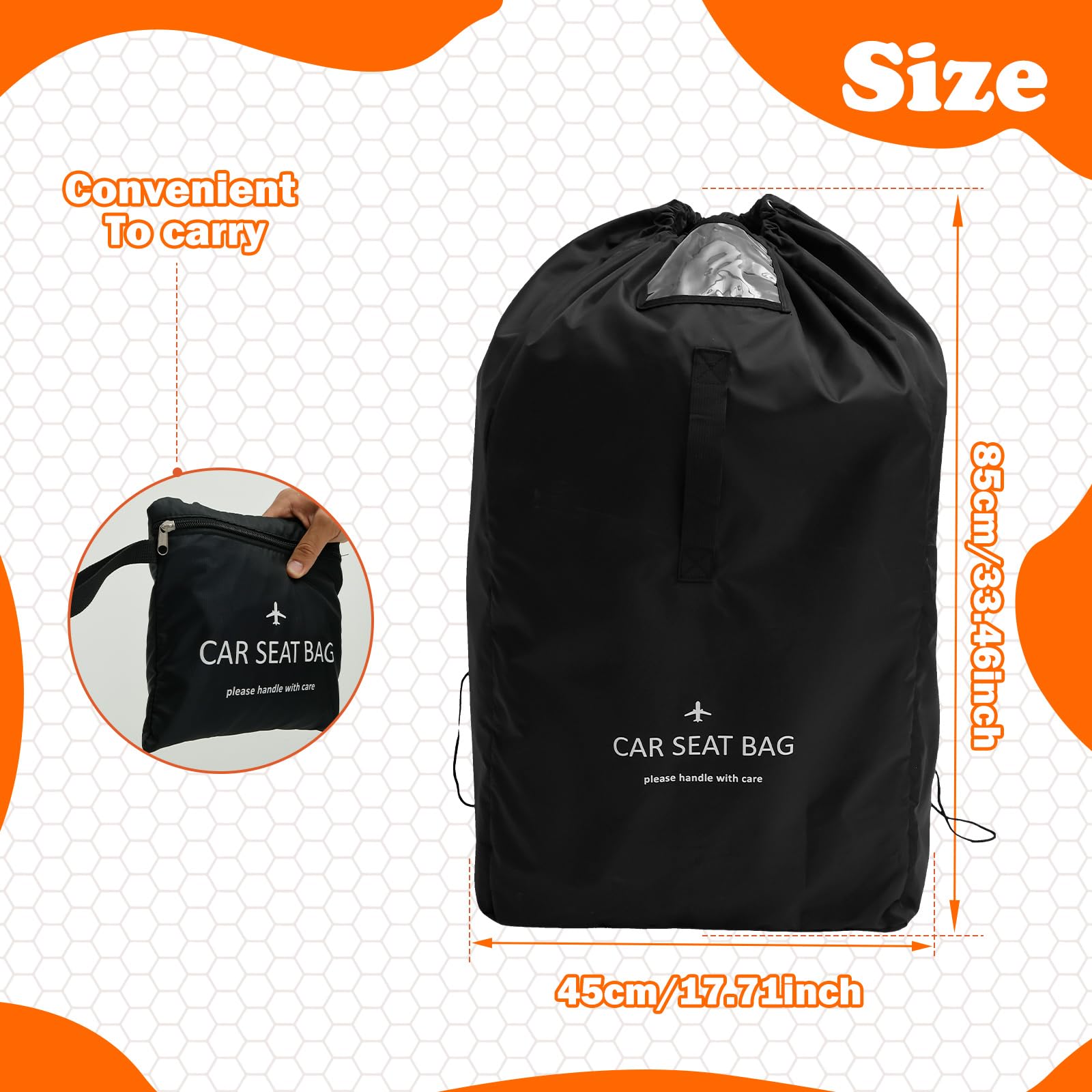 Car Seat Travel Bag Large Carseat Travel Cover Bag with Padded Backpack Strap Waterproof Oxford Cloth Check Bag for Airplane, Fits Infant Carriers & Booster Seats