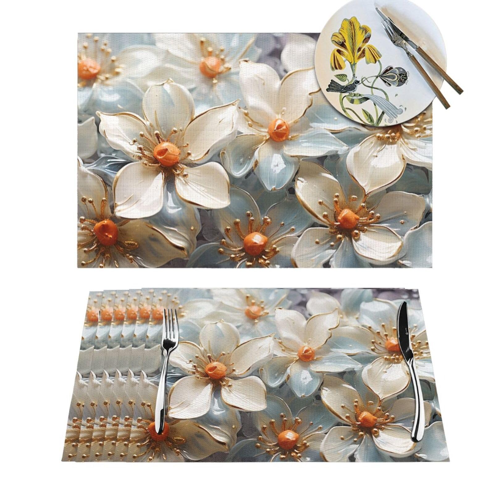 Sets de table en PVC motif floral abstrait 45x30 cm lavables pour votre décoration de table