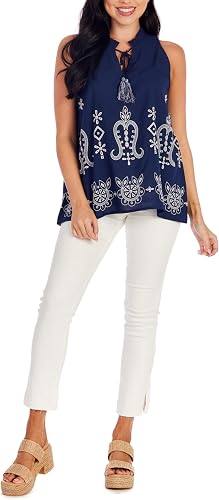Mud Pie Women's Luca Top Nv-S; Small Blue