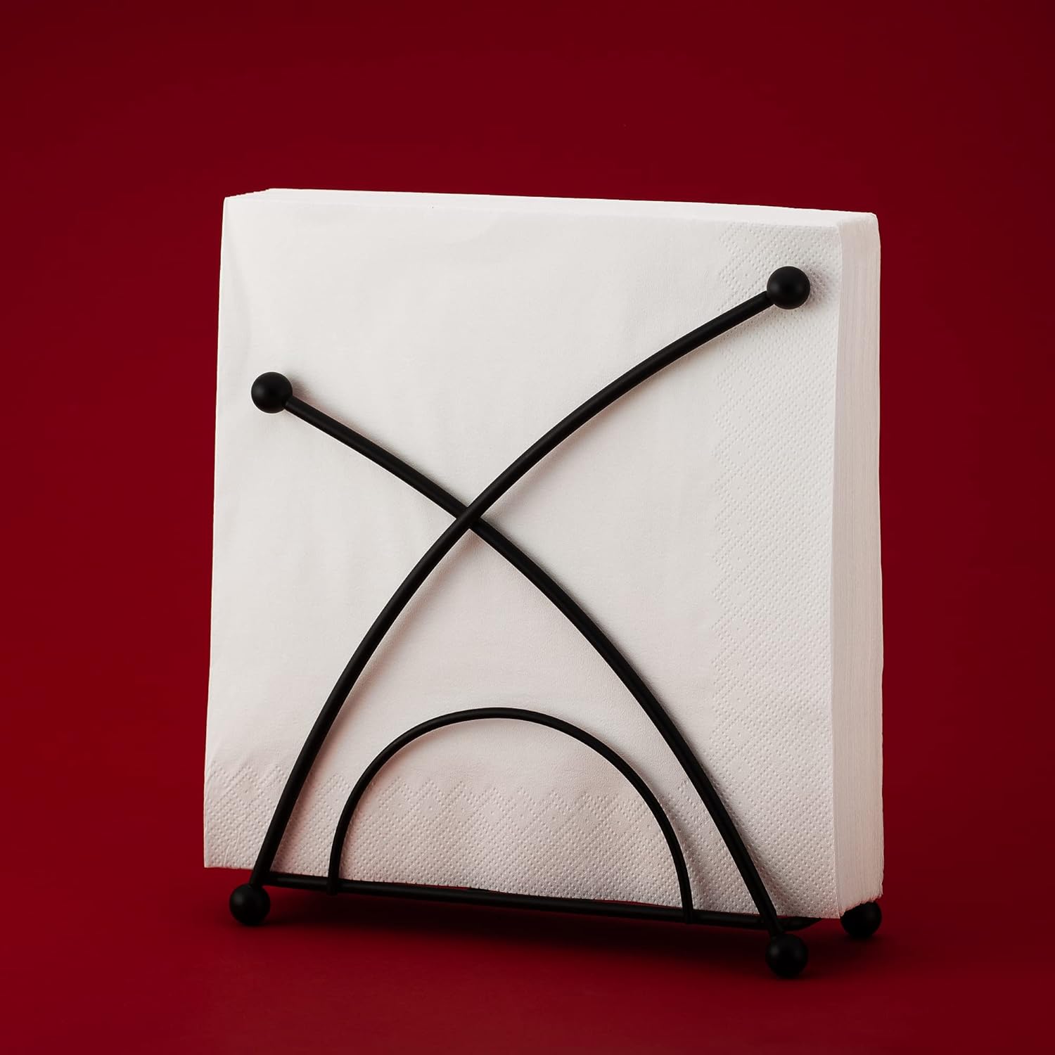 Stainless steel napkin holder, weighted napkin dispenser, countertop napkin organizer, paper napkins holder, kitchen essentials, no-flip napkin stand, Matte Black