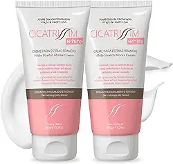 Cicatrissim White Creme Para Estrias Brancas e Antigas - Kit 2 Unidades - Suaviza Estrias, Uniformiza e Firma a Pele - Todos os Tipos de Pele - 150g Cada