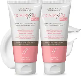 Cicatrissim White Creme Para Estrias Brancas e Antigas - Kit 2 Unidades - Suaviza Estrias, Uniformiza e Firma a Pele - Todos os Tipos de Pele - 150g Cada