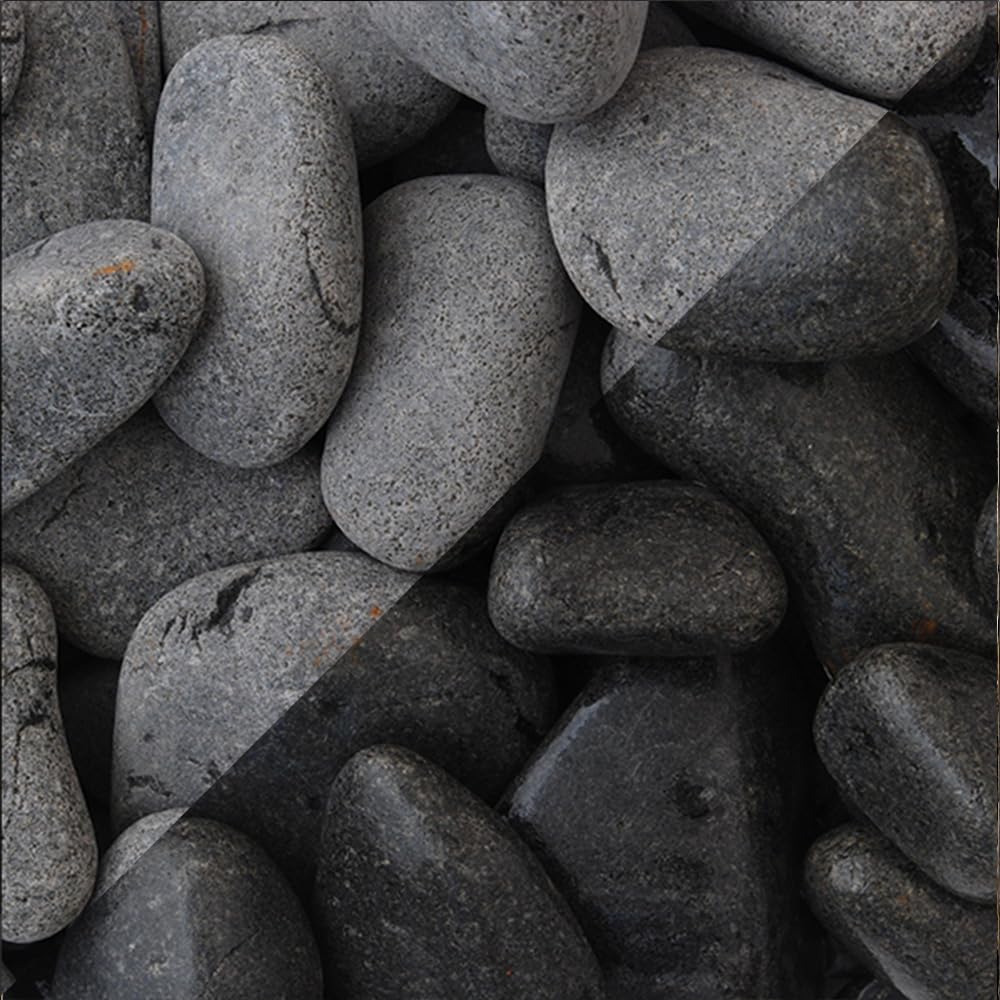 Charles Watson 60-120mm Ebony Cobble Stones Large Polybag Decorative Garden Pebbles Approx. 20kg Polybag
