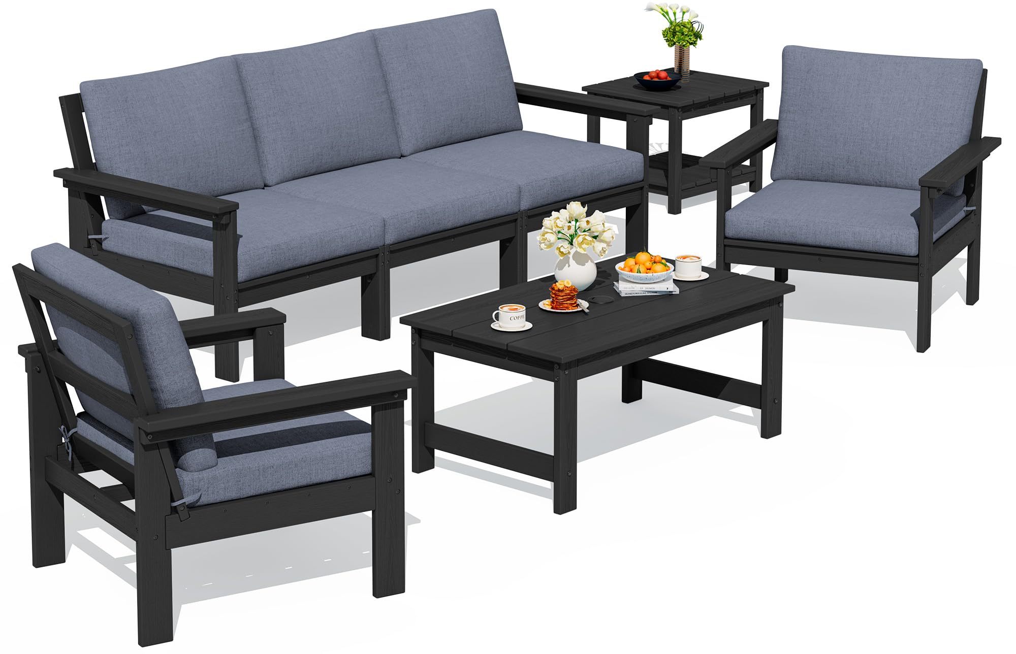 SERWALL HDPE 7-Piece Patio Sectional Set