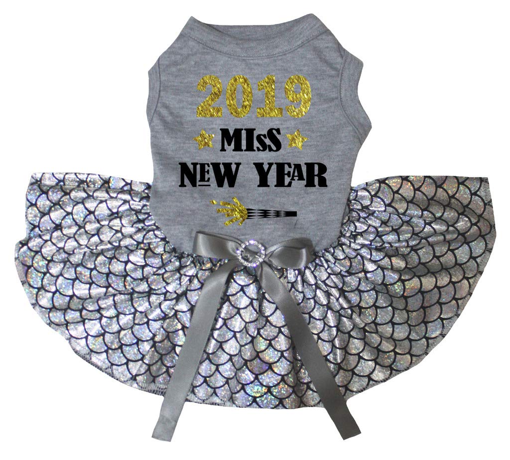 Tutu en coton pour chien frileux vêtement de fête ajustable gris argenté XS