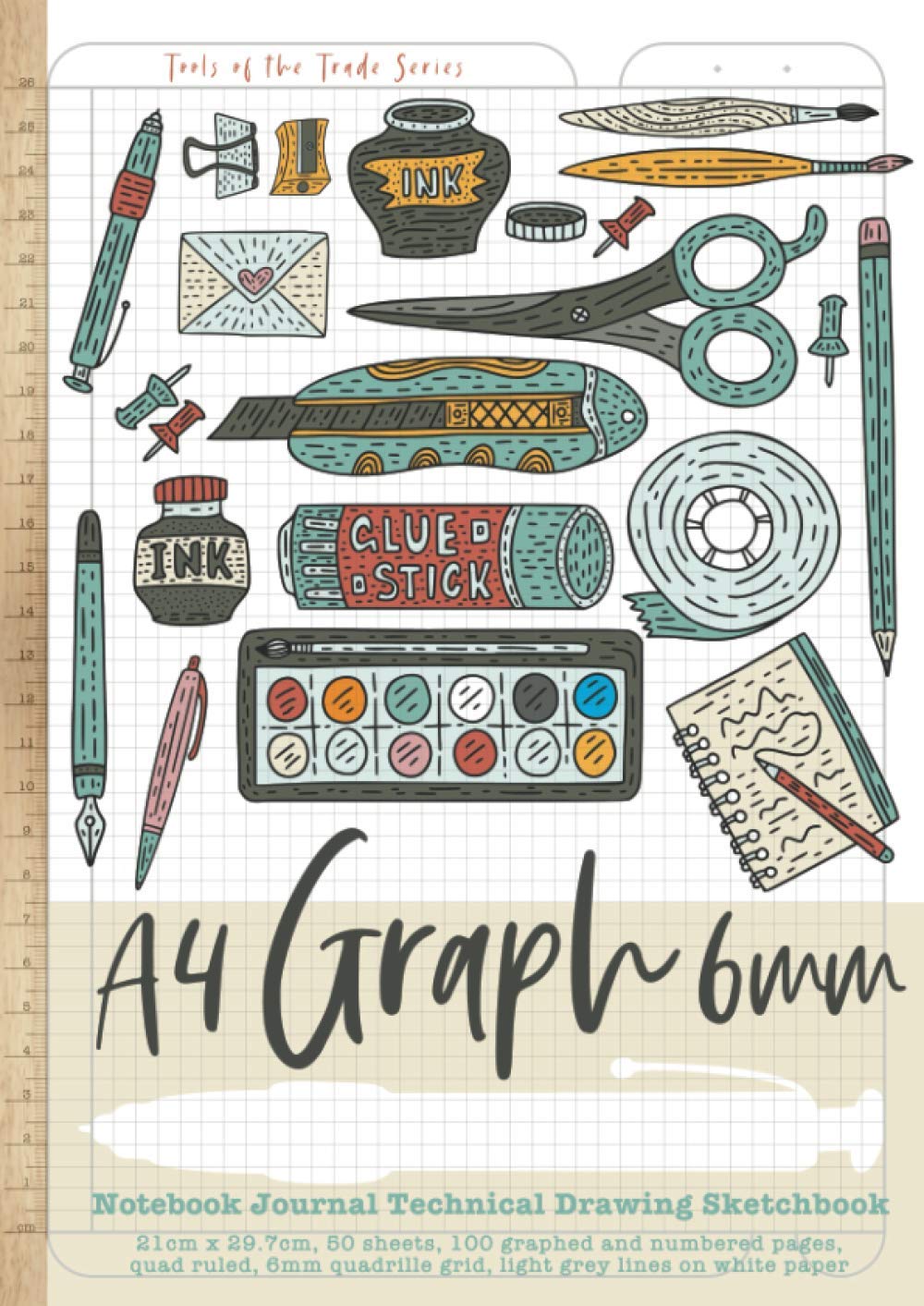 6mm Graph Paper Quad Ruled A4 Notebook Journal/ Technical Drawing Sketchbook: for Mathematics Science Biology Chemistry Physics Lab Statistics ... light grey lines (Tools of the Trade Series)