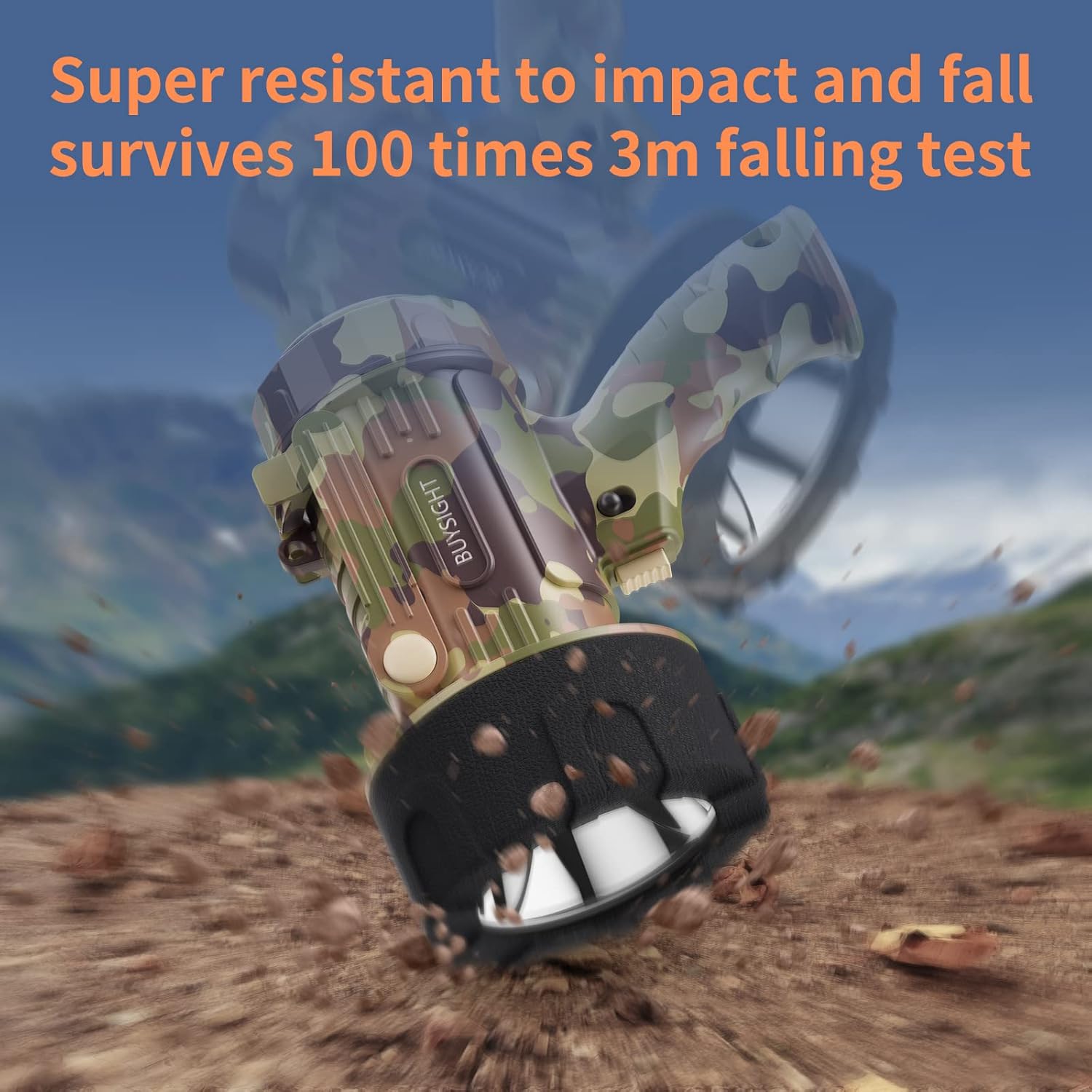 BUYSIGHT Rechargeable Spotlight Flashlight,1000000 LMS Hand held Spot Lights IP67 Waterproof led Flash Lights Boat Spotlight Torch with red Filter (Camouflage Grey) - Image 5