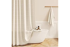 Tasseled Textured Farmhouse Chic Shower Curtain