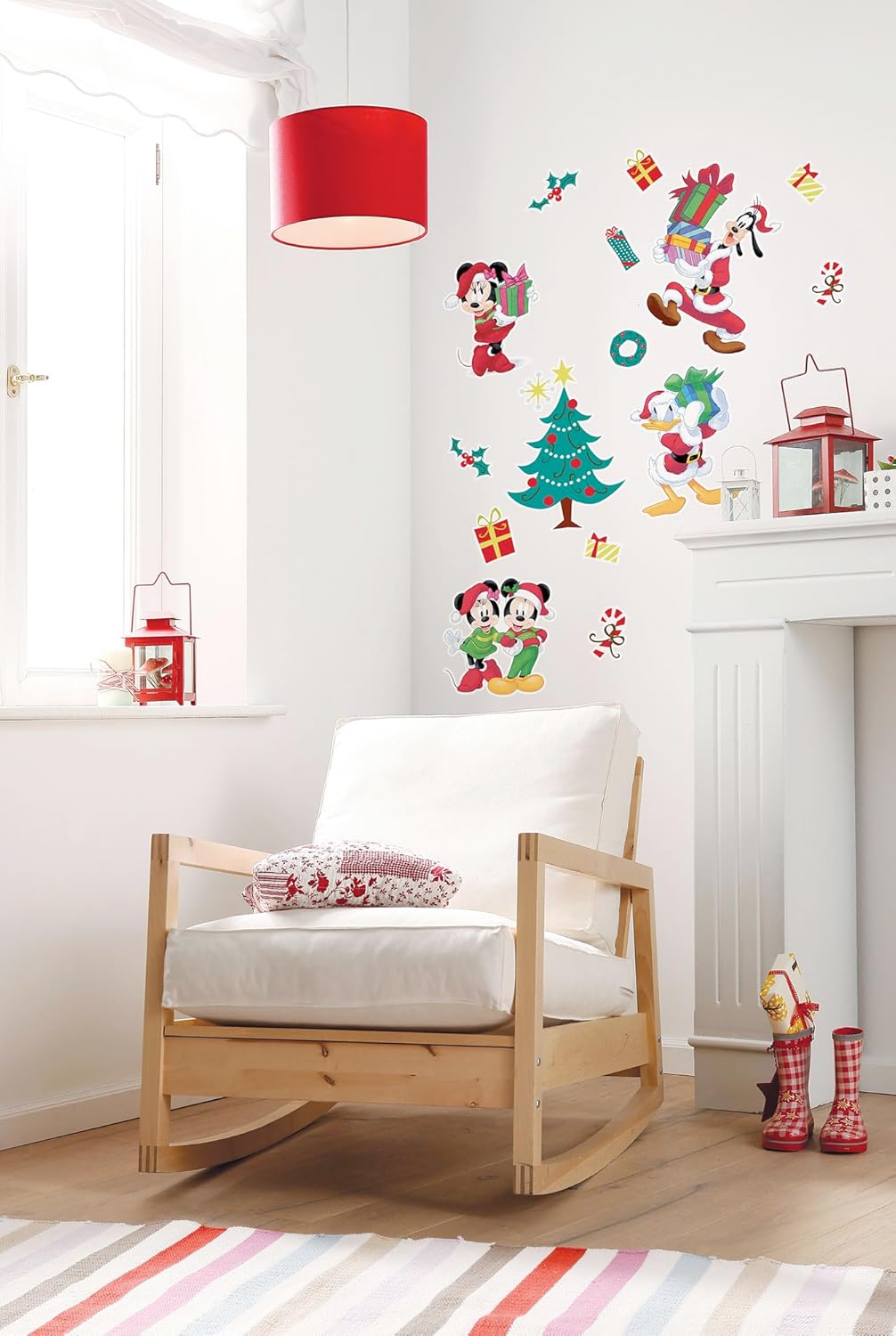 Komar Disney Mickey Christmas Presents Decorative Stickers Size: 50 x 70 cm 17 Pieces Wall Sticker Children's Room Decoration