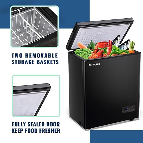 Miniatura 8 de Congelador de pecho de 5.0 pies cúbicos de temperatura ultrabaja (hasta -12 ) con dos cestas extraíbles, independiente, blanco, pequeño, compacto,