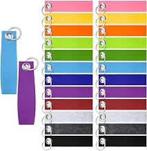 Tikplus 24 x Key Fob Felt Colourful 13 x 3 cm Key Ring Blanks | Writable Felt Lanyards with Stainless Steel Ring for DIY Craft Bags Gift Decoration