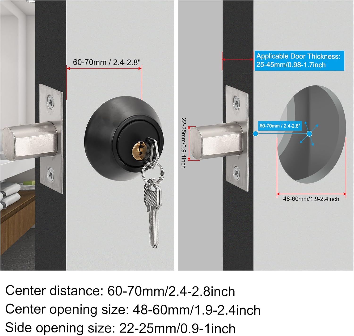 PATIKIL Keyed Alike Double Cylinder Deadbolts, 2 Pack Keyed Entry Door Knob Anti-Theft Exterior Door Hardware for Front Door and Entrance Door, Gold