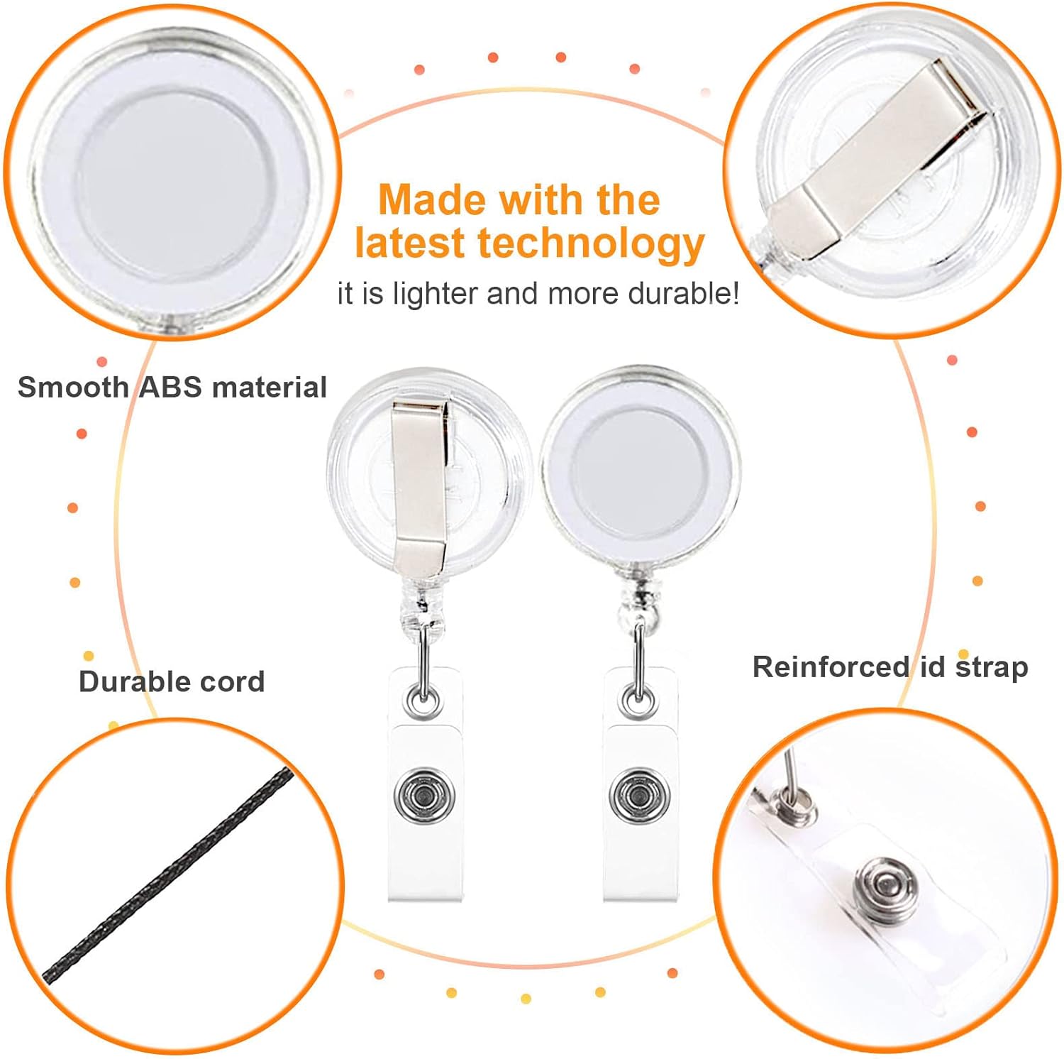 100 Pack Retractable Badge Reel Clips with 100 Pack Vertical ID Card Holders Retractable Badge Holders with Clip ID Badge Clips with Name Card Holder for Nurses Office School,Transparent - Image 4