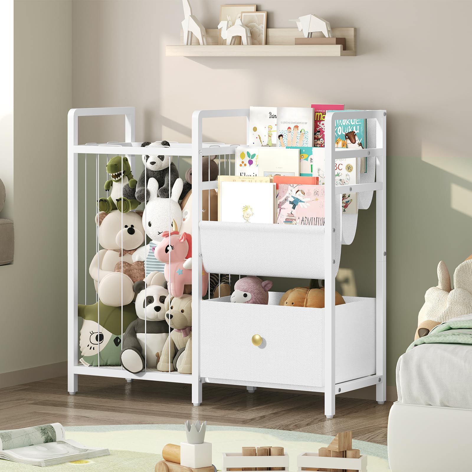 Stuffed Animal Storage with Bookshelf, 32